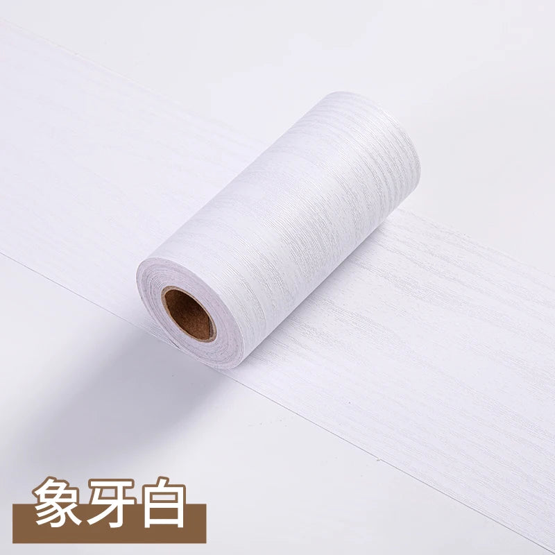 1 Roll Thickened Imitation Wood Grain Skirting Wall Stickers, Self-adhesive Living Room Bedroom Wall Corner Decoration - whit