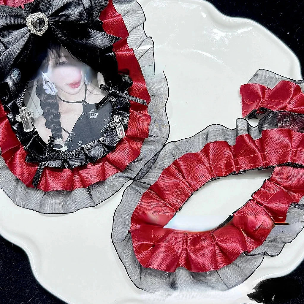 1 Meter 3.8CM Wide Double Layers Organza Satin Pleated Lace Ribbon Lolita Bags Decorative Fabric Ruffle Trim DIY Ita Bag Deco