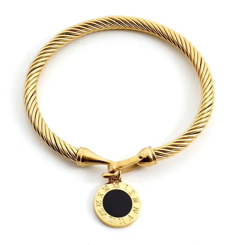 Fashion Simple Stainless Steel 3 Crystal Bracelet Bangle