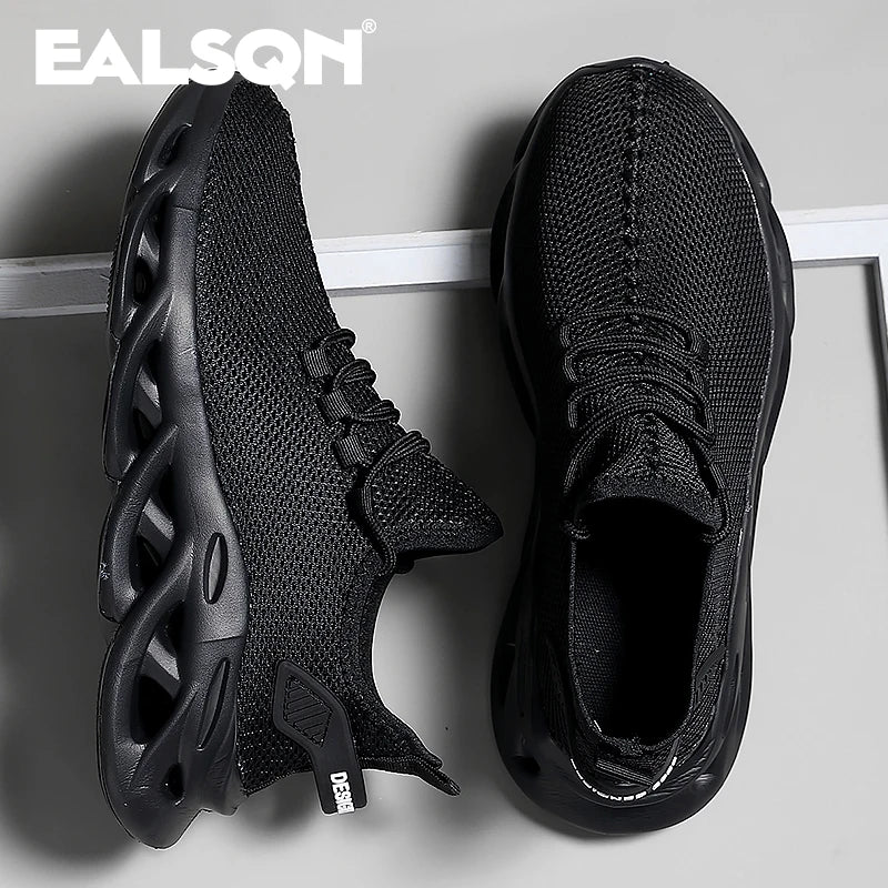 Men Sports Running Black Jogging Shoes Casual Sneakers Brown Outdoor Breathable Mesh Women Light Shock-absorption Black Tenni