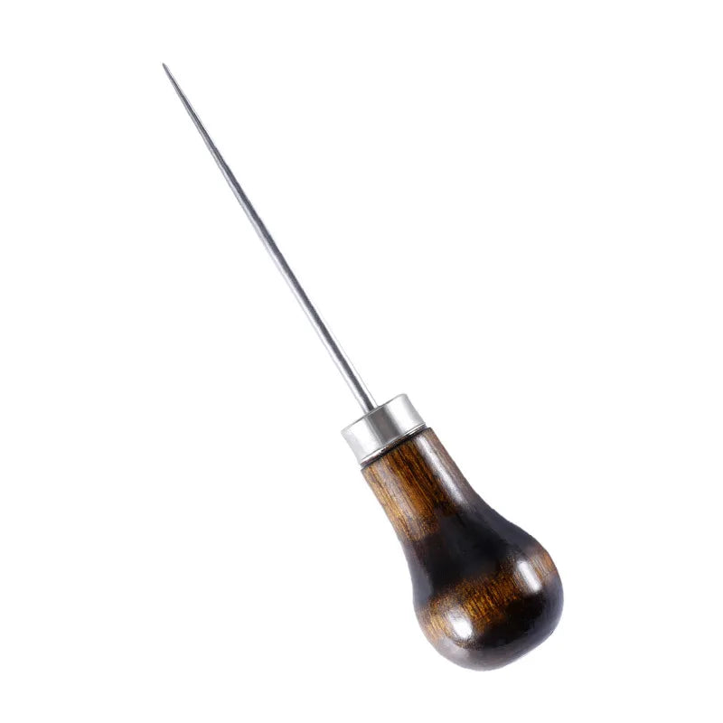 Durable Professional Leather Wood Handle Awl For Leather Craft Stitching Sewing Accessories Sewing Stitching Awl Hand Tools -
