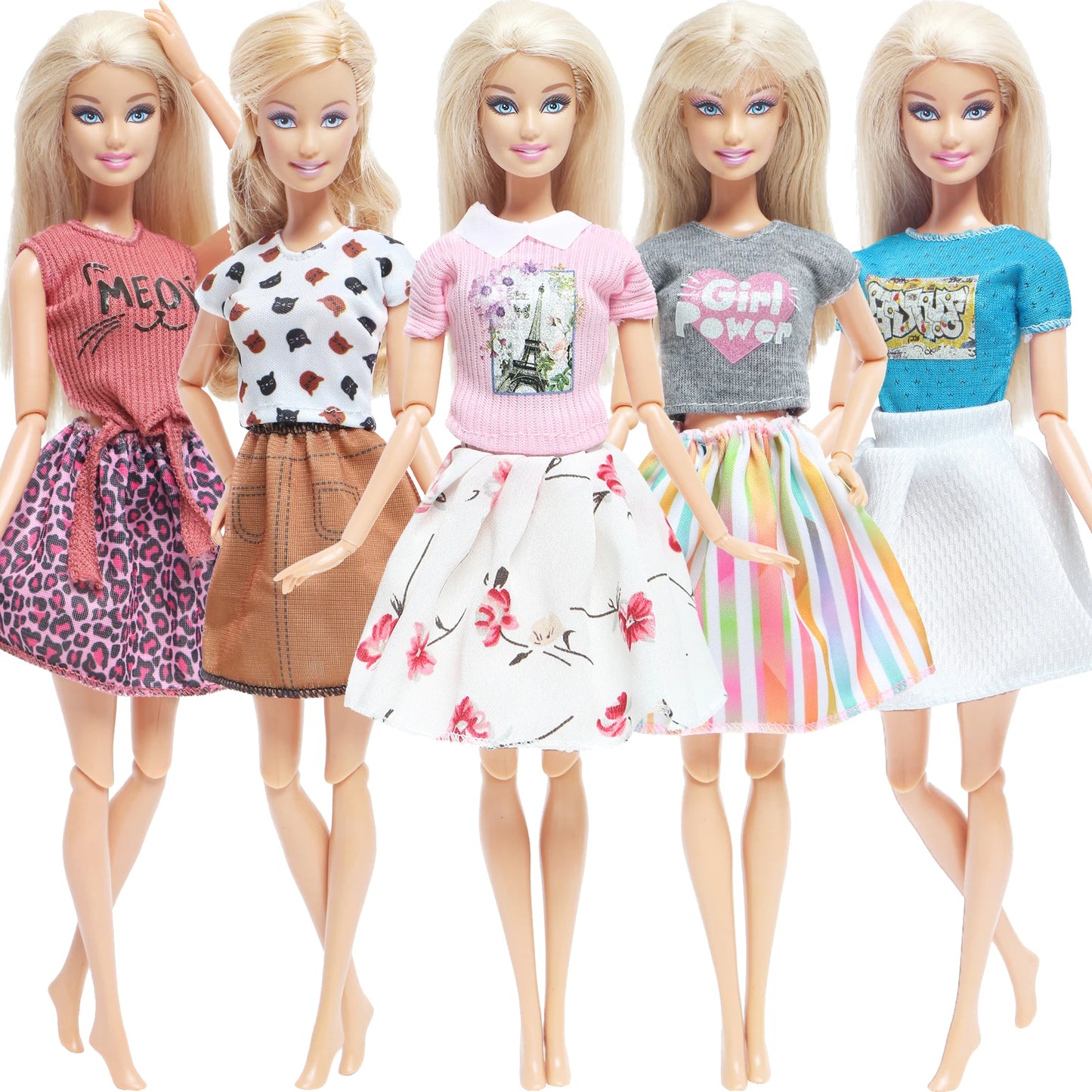 5 Set 3 Set Handmade Fashion Doll Outfit Daily Casual Wear Blouse Shirt Vest Bottom Pants Skirt Clothes for 1/6 Doll Accessor