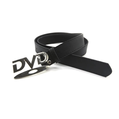 Unisex Nostalgic Design DVD Buckle Belt Men Women Decoration Paired with Jeans Belt Versatile White Black Design Sense Belt
