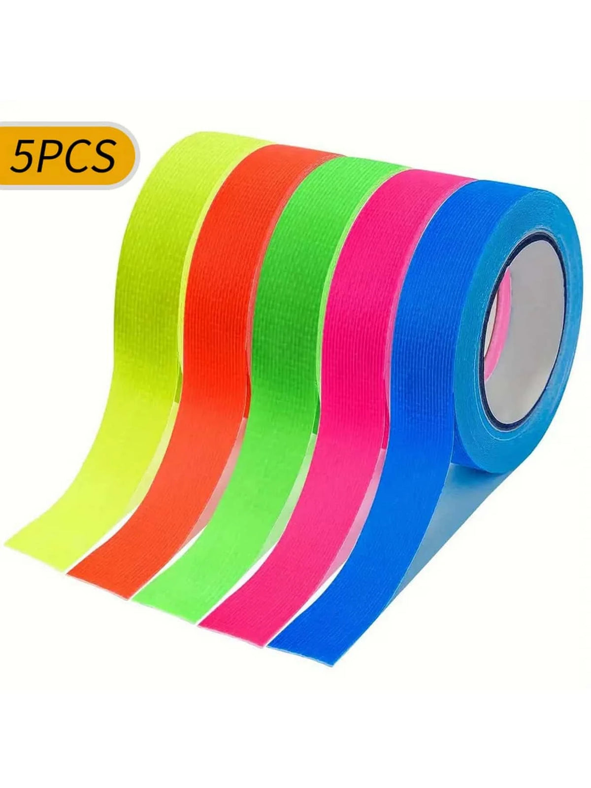 5/10pcs Fluorescent Neon Adhesive Tapes - 5 Colors - UV Black Light - Party Decoration, Halloween, Crafts - 5m X 12.7mm