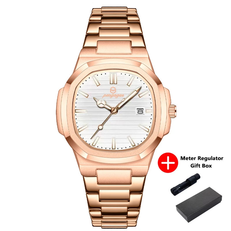 2026 New Luxury Military Man Watch Square Waterproof Luminous Date Week Men Watch Stainless Steel Quartz Men's Watches Reloj+