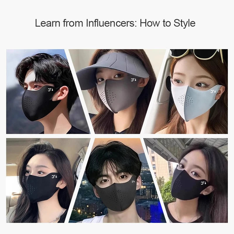 Cooling Mask for Women Men Ice Silk Driving Summer Face Cover Lightweight Washable Breathable Cycling Ice Silk Shopping Sun M