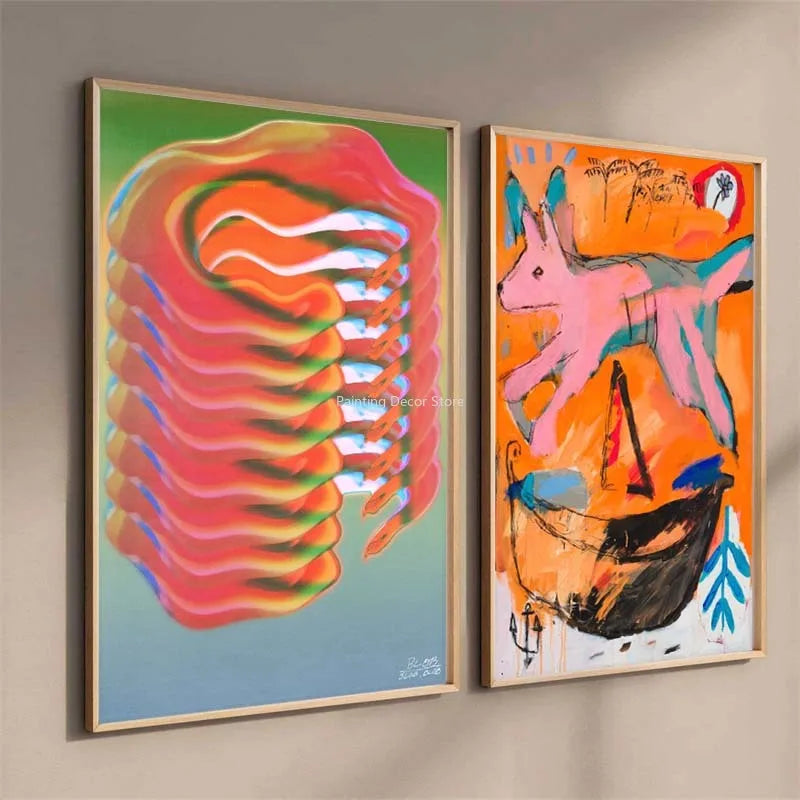 Mid Century Vintage Classic Colorful Posters Abstract Canvas Print Wall Art Canvas Painting for Living Room Home Decor TW10
