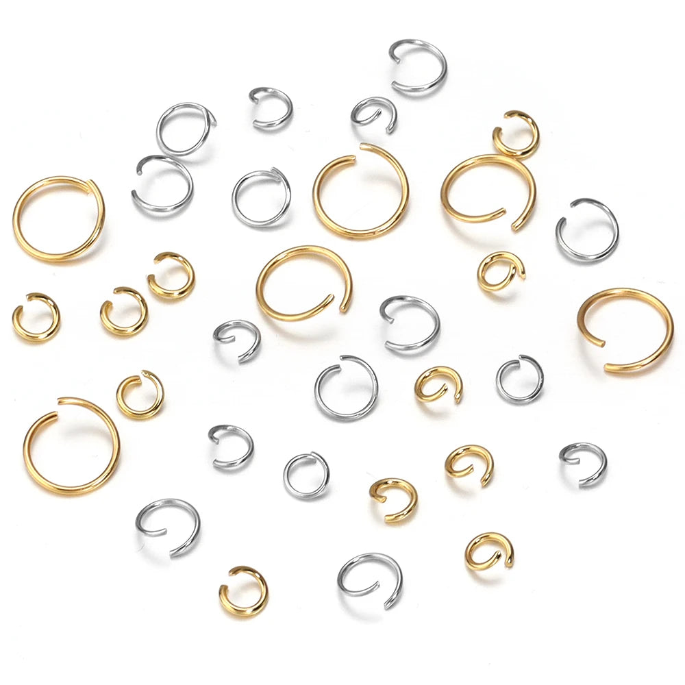 100-200pcs 3-8mm Gold Stainless Steel Open Jump Rings Split Rings Connectors For DIY Necklace Jewelry Finding Making Accessor
