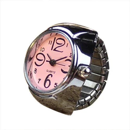 Vintage Punk Finger Watch Mini Elastic Strap Alloy Watches Couple Rings Jewelry Clock Retro Roman Quartz Watch Rings Women Me
