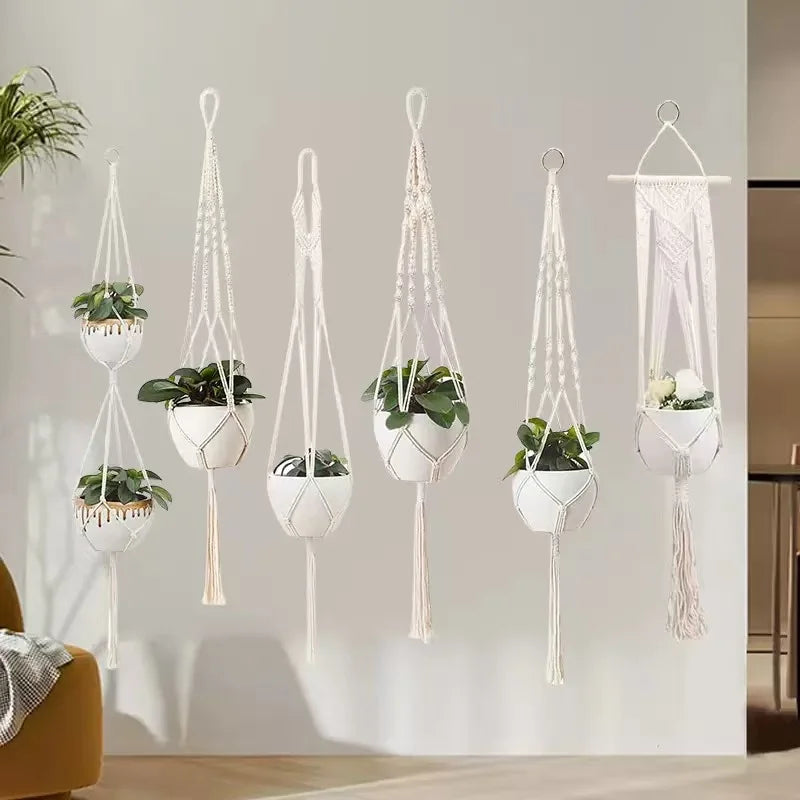 Hanging Plant Handmade Macrame Plant Hanger Flower Pot Planter Hanger Wall Decor Courtyard Garden Hanging Planter Hanging Bas