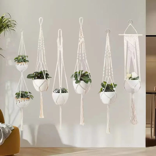 Hanging Plant Handmade Macrame Plant Hanger Flower Pot Planter Hanger Wall Decor Courtyard Garden Hanging Planter Hanging Bas