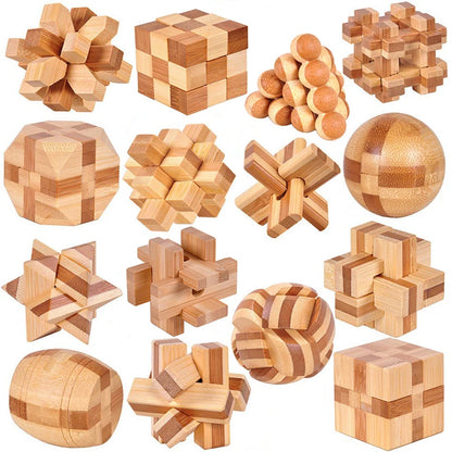 Small Lu Ban Lock IQ Brain Teaser Educational Toy for Kids Children Wooden Kong Ming Unlock Toys Adult Montessori 3D Puzzle G