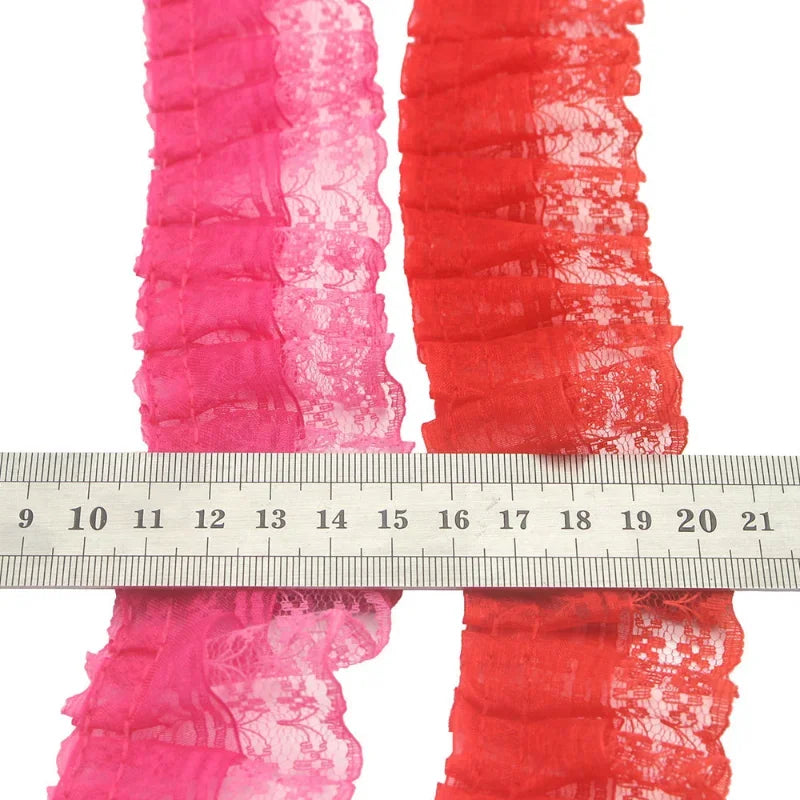 2 Yards/bag Solid Color Lace Wrinkle Lace Wedding Satin Ribbon Knot DIY Fabric Ribbons for Crafts Accessories and Materials S