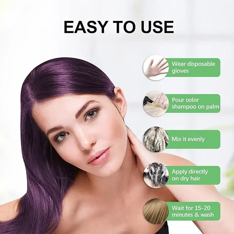 5 Colors Hair Dye Shampoo Black Hair Color Dye Hair Shampoo Cream Instant Dye Shampoo Men Women Moisturizing and Repairing Ha