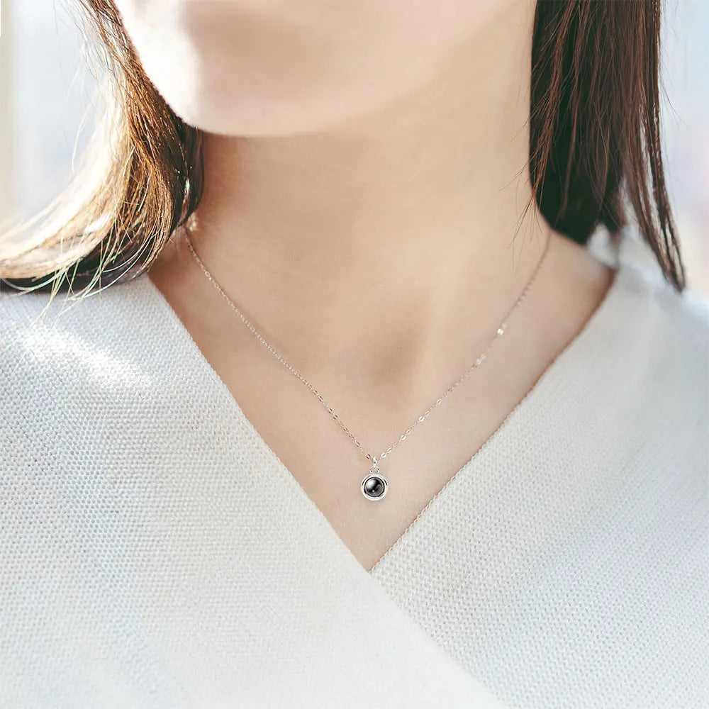 Custom Photo Projection Necklace with Photo Inside Cat Dog Paw Pendant Projection Photo Necklace with Photo Projection