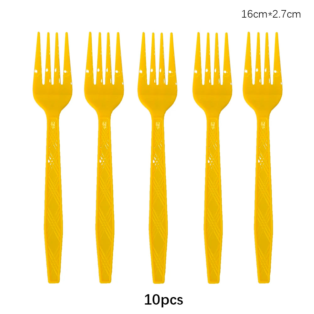 Disposable Knife Fork Spoon Cutlery Set Pink Blue Disposable Tableware Birthday Party Decorations Wedding Baby Shower Supplie