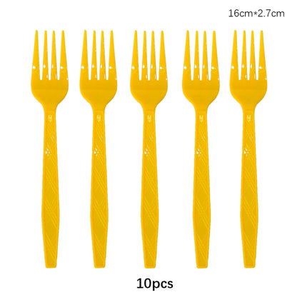 Disposable Knife Fork Spoon Cutlery Set Pink Blue Disposable Tableware Birthday Party Decorations Wedding Baby Shower Supplie