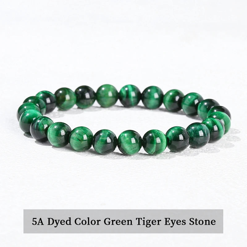 JD Natural Stone Beads Bracelet Amethyst Tiger Eye Crystal Quartz Agate Gem Beads Bangles Women Men Reiki Healling Jewelry Gi