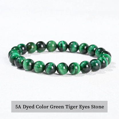 JD Natural Stone Beads Bracelet Amethyst Tiger Eye Crystal Quartz Agate Gem Beads Bangles Women Men Reiki Healling Jewelry Gi