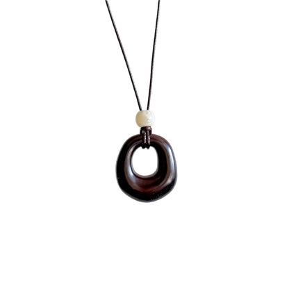 Fashion Vintage Resin Irregular Hollow Circular Geometric Pendant Long Sweater Chain Necklace For Women Charms Jewelry