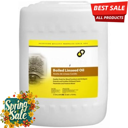 5 Gallon Boiled Linseed Oil for Wood Finishing and Protection Natural Drying