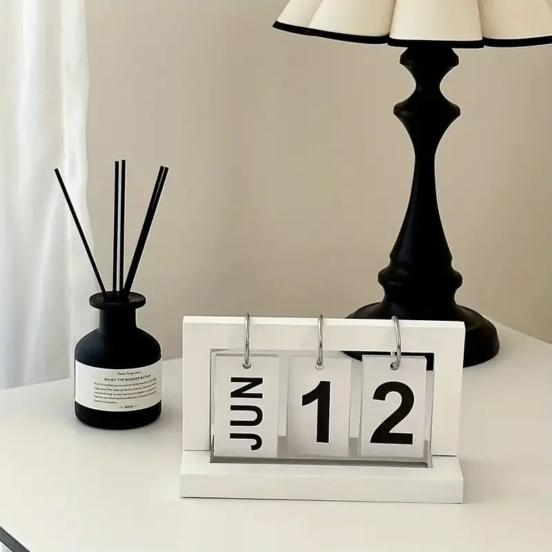Ins Minimalist Style Living Room Office Decoration Wooden Calendar Ornament Modern Desk Accessories Simple Home Decor Crafts 