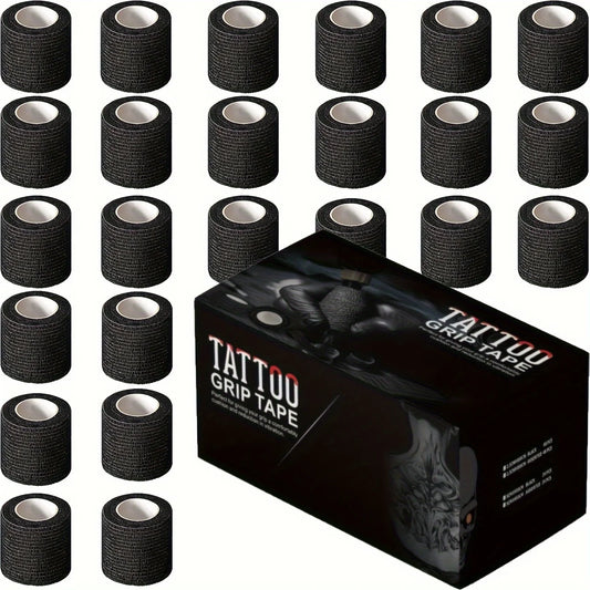 3/6/12/24/48 PCS Tattoo Grip Cover Wrap Disposable Black Bandage For Tattoo Grip Bandage Machine Tape Tube Accessories
