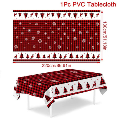 Disposable Christmas Tablecloth Merry Christmas Decors for Home 2024 Table Cover Xmas Ornament Navidad Natal New Year Gift 20