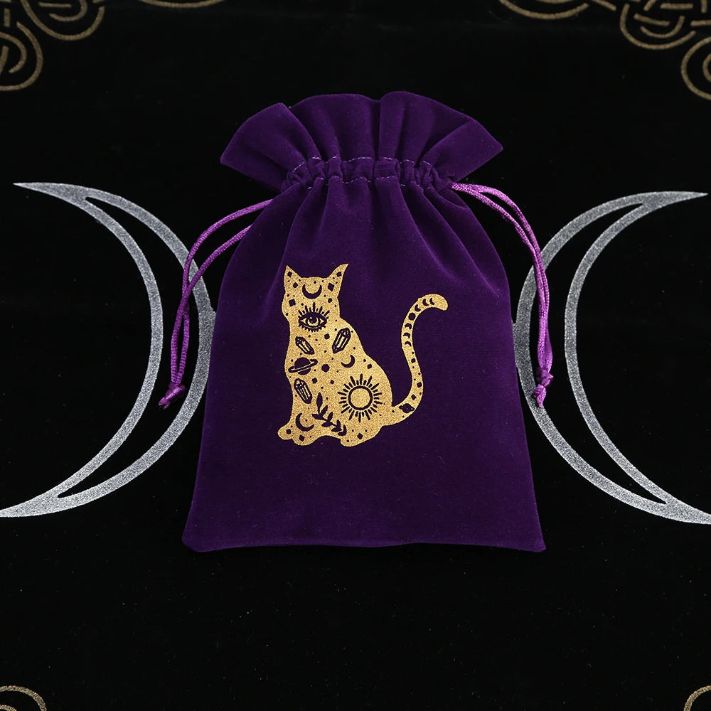 1Pcs Tarot Storage Velvet Bag Drawstring Suede Pocket Board Game Card Embroidery Package Witchcraft Supplies for Altar Tarot 