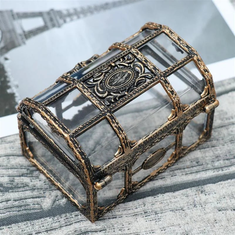 1Plastic Transparent Pirate Treasure Box Crystal Gem Jewelry Box Storage Organizer Chest Treasure for Jewelry Gem Trinket Box
