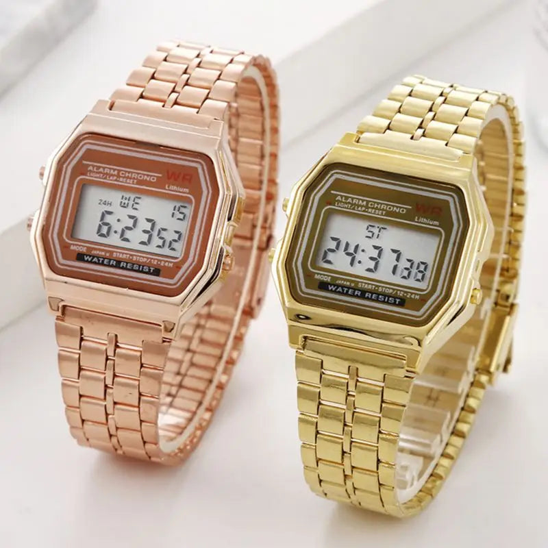 Women Men Unisex Watch Gold Silver Black Vintage LED Digital Sports Military Wristwatches Electronic Digital Present Gift Mal