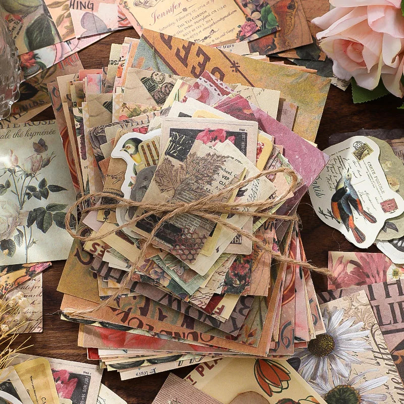 100 sheet Creative Scrapbook Vintage Materials Paper Combo Kit DIY Junk Journal Collage Photo Album Retro Art paper