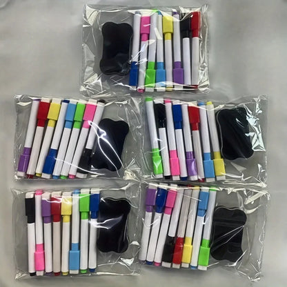8-Color Dry Erase Whiteboard Markers with Magnetic Eraser, Suitable for Office Whiteboards, Calendars,Creative Holiday Gifts