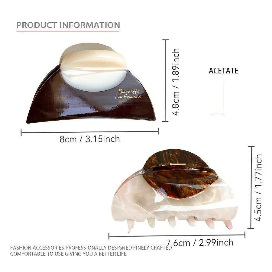 1Pc Elegant Vintage French Hair Clip Two-Tone with Wood Grain & Marbled Design Perfect for Casual Daily Dressing Cute Hair Cl