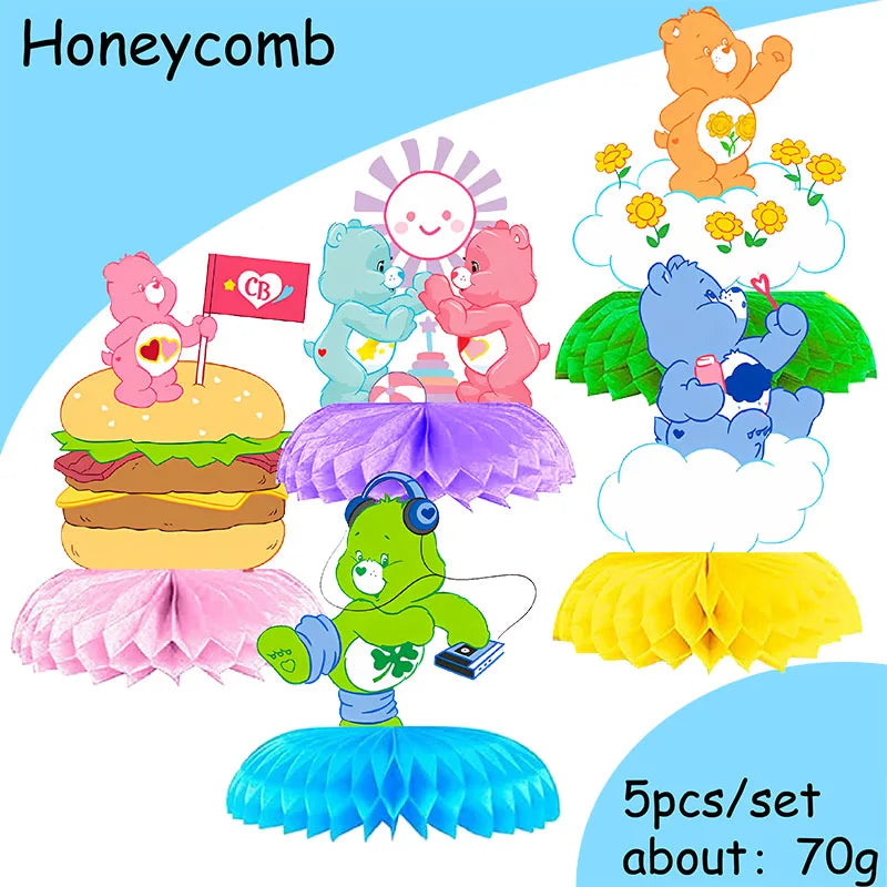 Care Bear Party Supplies Disposable Plate Napkin Tablecloth Cake Topper Gifts Bag Kids for Birthday Party Decorations Set Gif