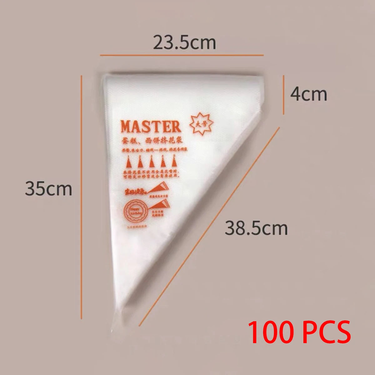 100 PCS Thick Disposable Pastry Bags DIY Cake Cream Decoration Piping Bag Icing Bag Baking Supplies Pastry Sleeves - L