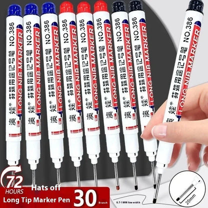 4/12 Pcs Waterproof Long Head Markers Deep Hole Marker Pen for Metal Carpenter Red/Black/Blue/Green Ink Woodworking Tools Mar