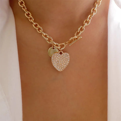 Vintage Punk Gold-plate Thick Chain Head Portrait Coin Pendant Necklace For Women Fashion Multilevel Geometric Hip Hop Jewelr