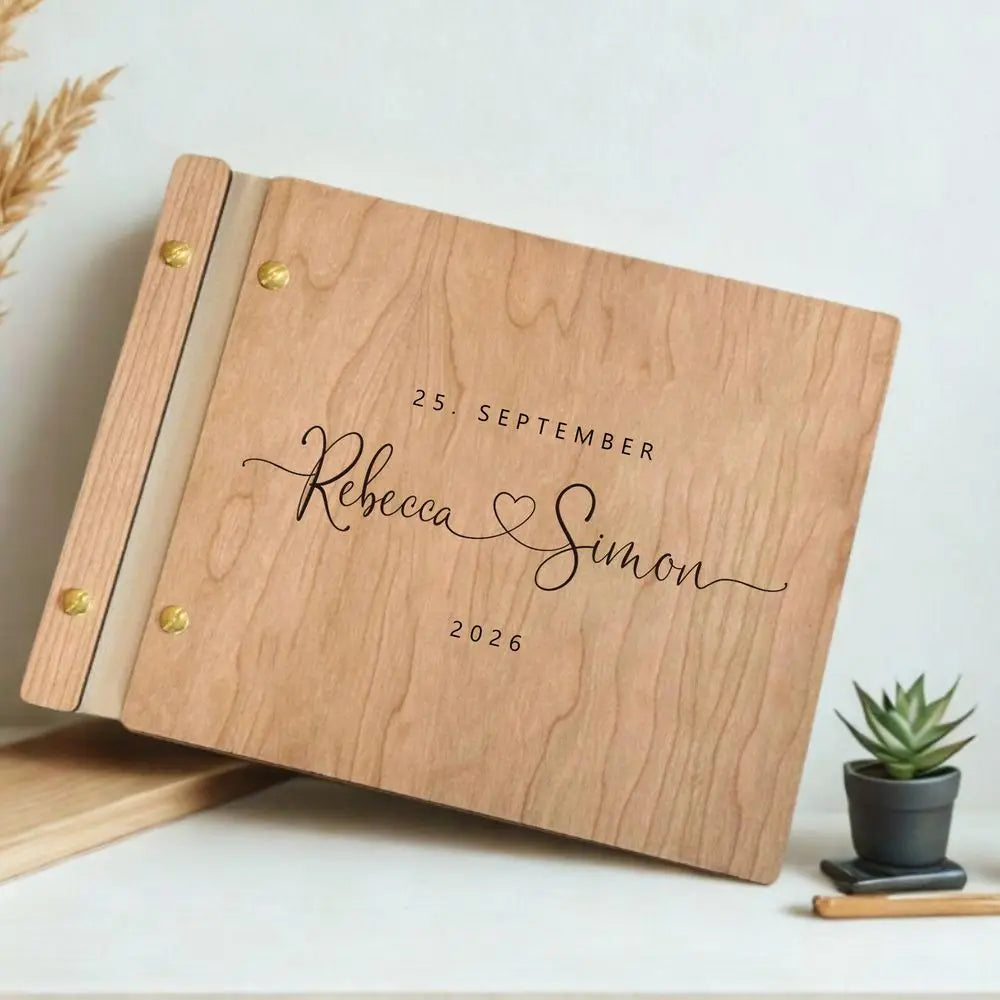 Custom Guest Book Wedding Wooden Memorial Book Mr & Mrs Signing Book Engagement Party Decor Personalized Gift Photo Album