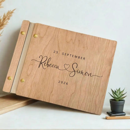 Custom Guest Book Wedding Wooden Memorial Book Mr & Mrs Signing Book Engagement Party Decor Personalized Gift Photo Album