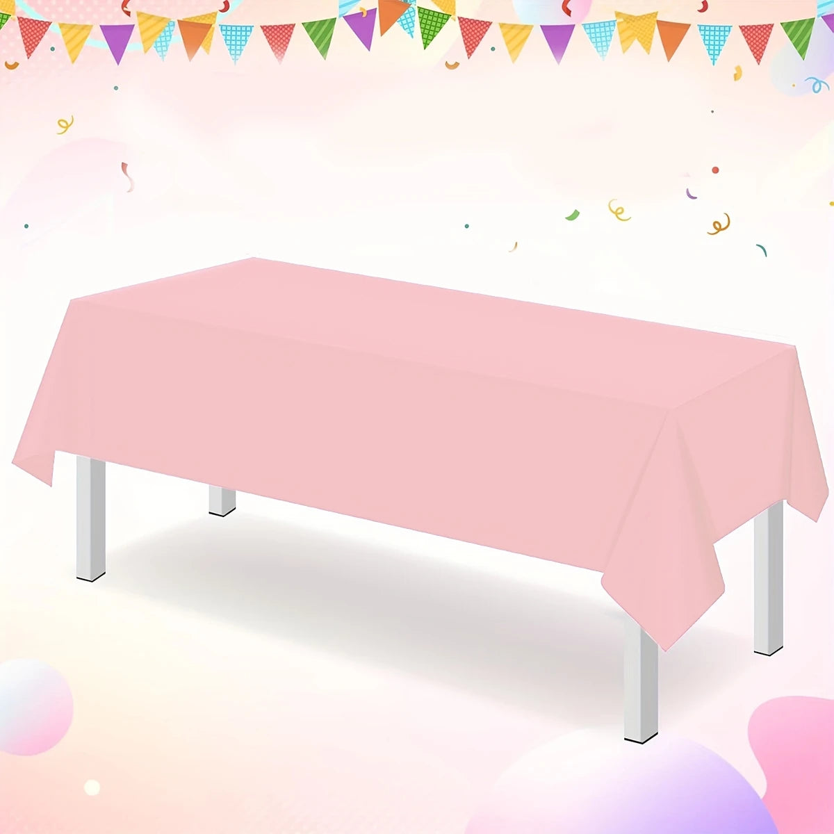 183×137cm Solid Pink Tablecovers Plastic Tablecloth for Wedding Decoration Girls Adult Birthday Party Supplies Table Decor