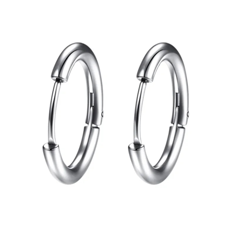 1 Pair Women/Man Stainless Steel Small Hoops Earring Piercing Ear Cartilage Tragus Simple Thin Circle Anti-allergic Ear Buckl
