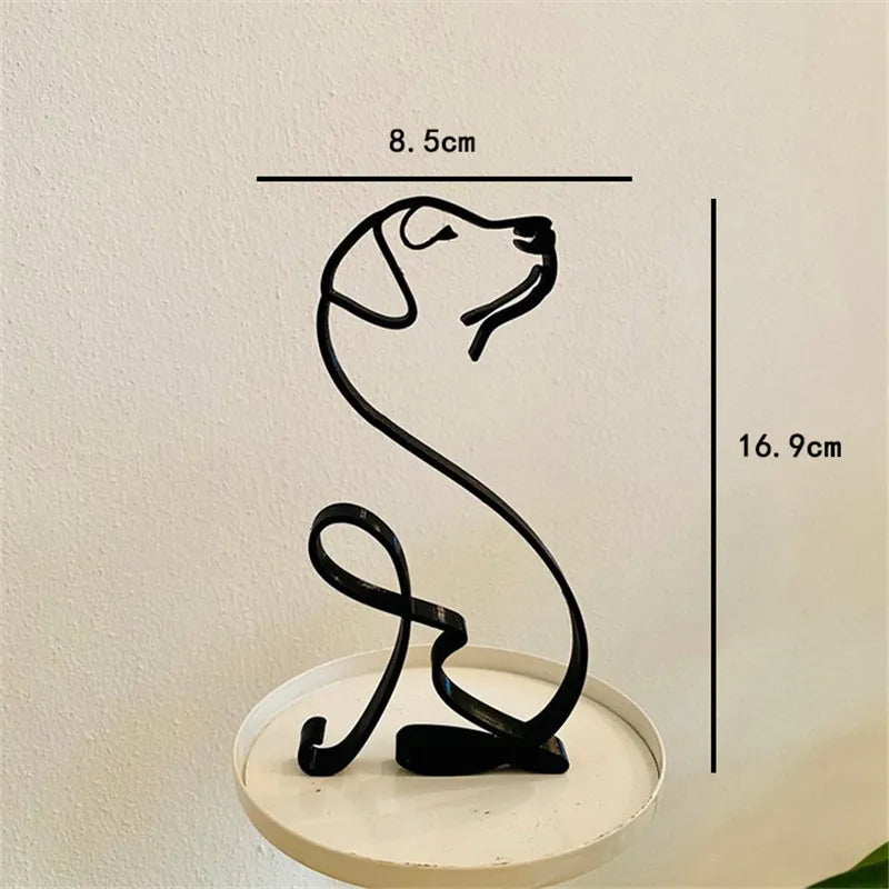 Dog Art Sculpture Metal Dog Abstract Minimalist Art Iron Figurines Office Desktop Accessories For Home Decoration Cute Miniat