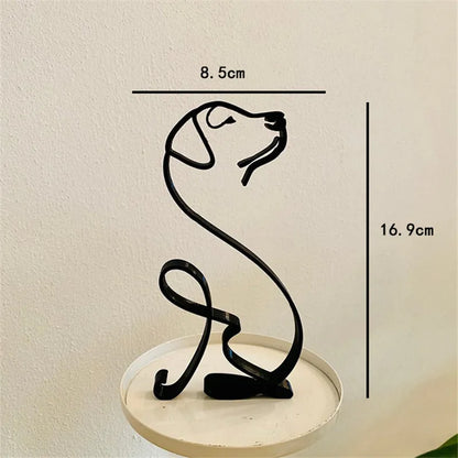 Dog Art Sculpture Metal Dog Abstract Minimalist Art Iron Figurines Office Desktop Accessories For Home Decoration Cute Miniat