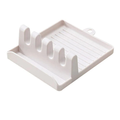 Kitchen Spatula Rack Pot Lid Rack Shelves Countertop Shovel Spoon Shelf Soup Spoon Pad Put Soup Spoon Chopsticks Holder - Whi