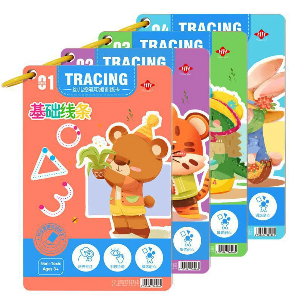 Reusable Pen Control Training Book for Children Magical Tracing Workbook Montessori Educational Calligraphy Practice Copybook