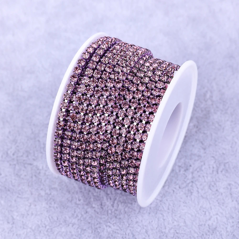 Crystal 10 Yard Rhinestones Trim Stone Cup Chain Gold Diamond Strass Decorative Applique Crystal Trimmings For Dresses - Lt. 