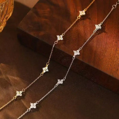 925 Sterling Silver Shiny Zircon Flower Bracelets For Women Charm Temperament Chain Bracelet Party Wedding Jewelry Holiday Gi