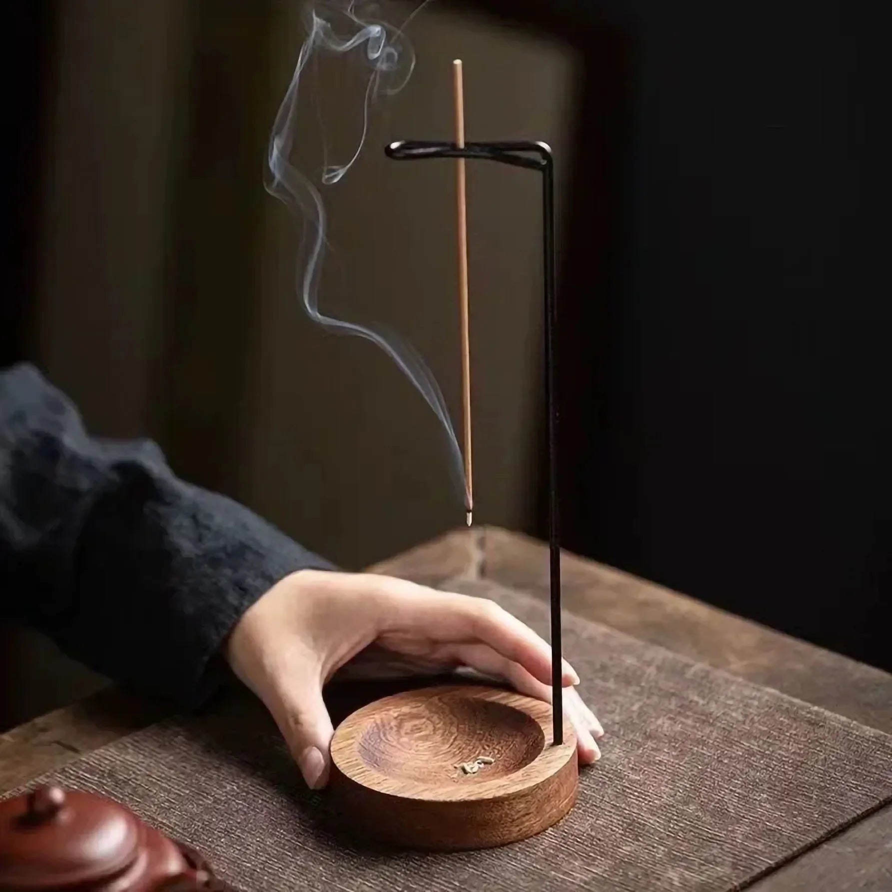 Insence Burner Upside Down Incense Burner Incense Stick Holder Wooden Round Incense Tray Ornament Bedroom Home Yoga Decoratio