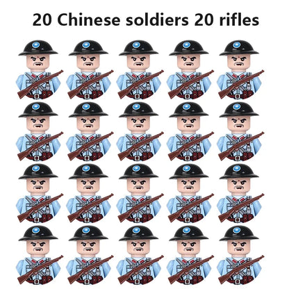 Multi-style military soldiers mini character building blocks DIY assembled building blocks children's collection toys and gif